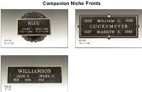 Niche Plates for Companions 